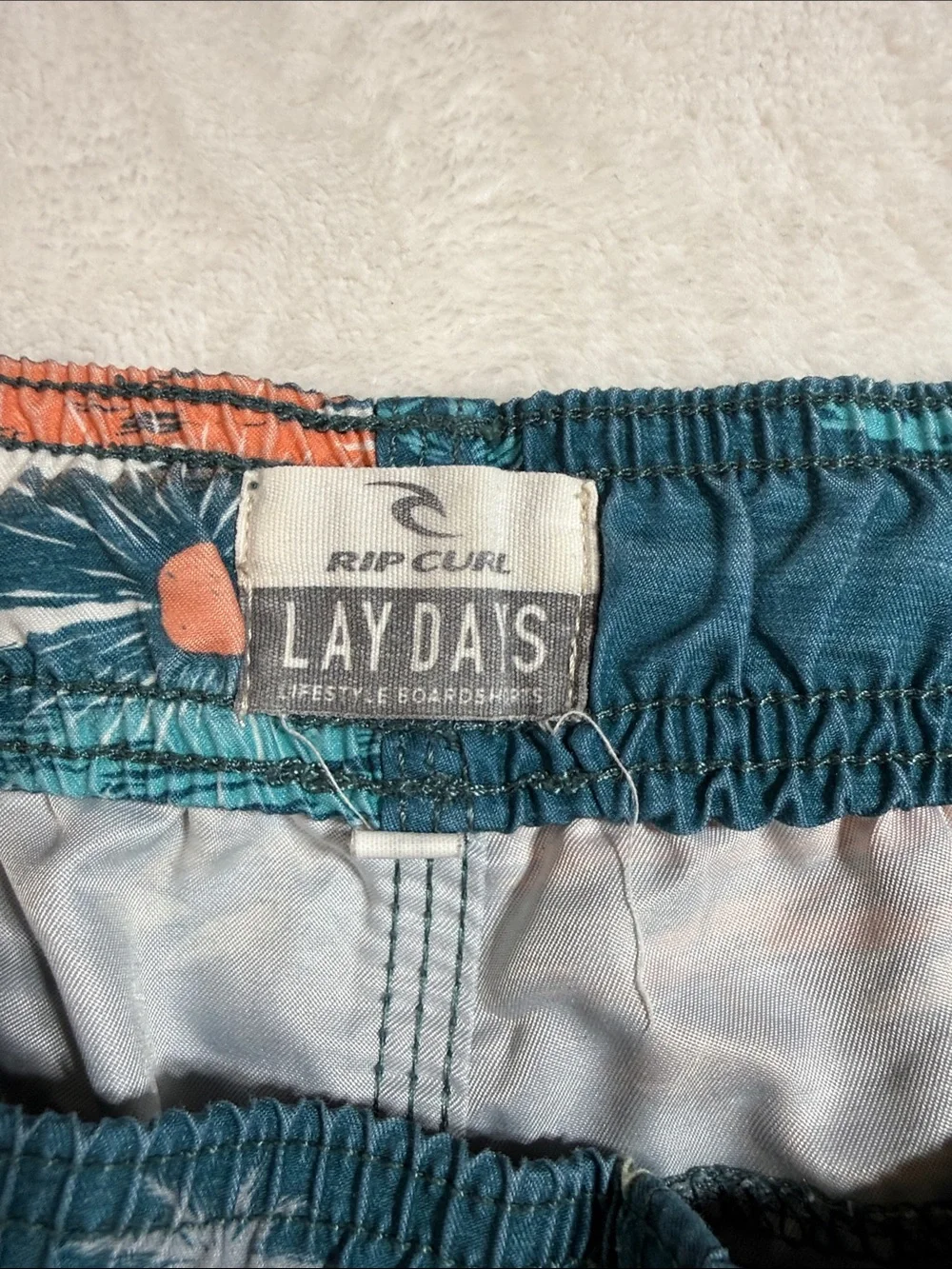 Rip Curl Lay Days Teal Tropical-Print Men’s Swim Trunks